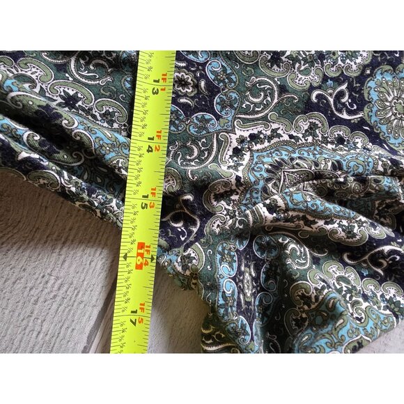 Talbots Petite Green & Blue Paisley Print Dress Sp Rusched - Picture 7 of 8